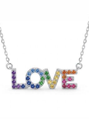 LOVE multicolor Gemstone Necklace, Charmed Aroma Rainbow Collection Pride